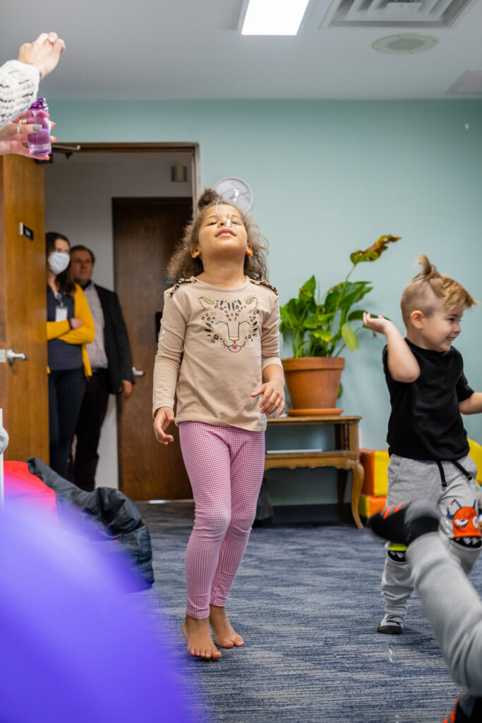 Kids playing with bubbles